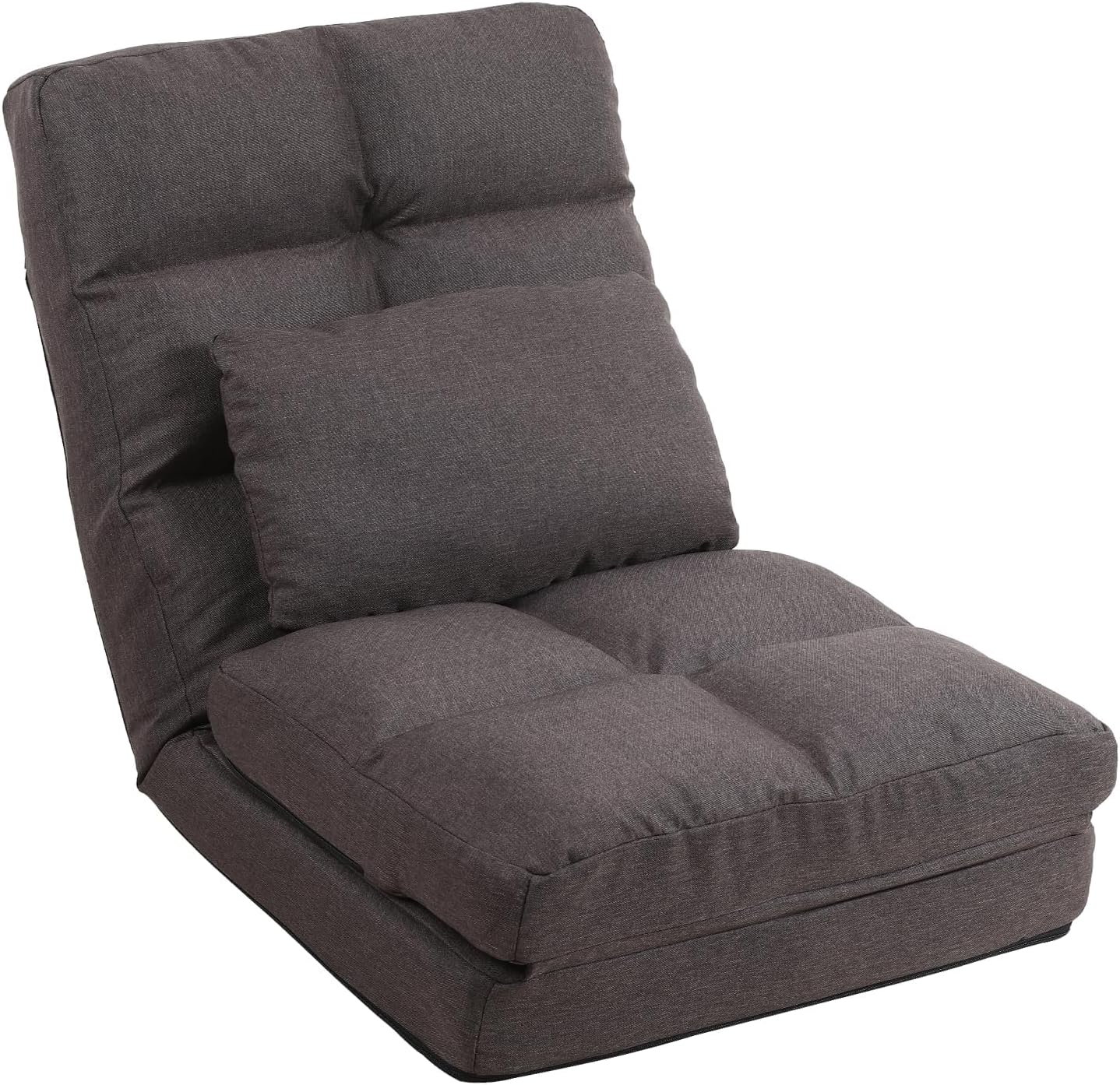 Chaise Lounge Indoor, 14-Position Floor Chair with Padded Pillow for Adults Kids, Folding Lazy Sofa Chair for Living Room, Bedroom, for Gaming Reading (Brown)